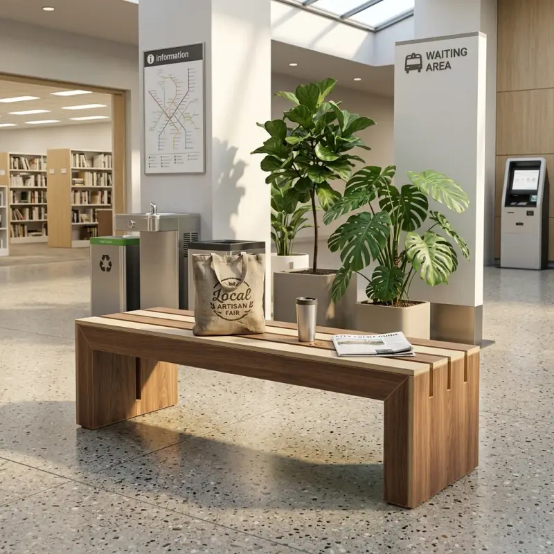 Bangku Taman Slat Kayu Dua Tone Panel Kaki Solid [3]