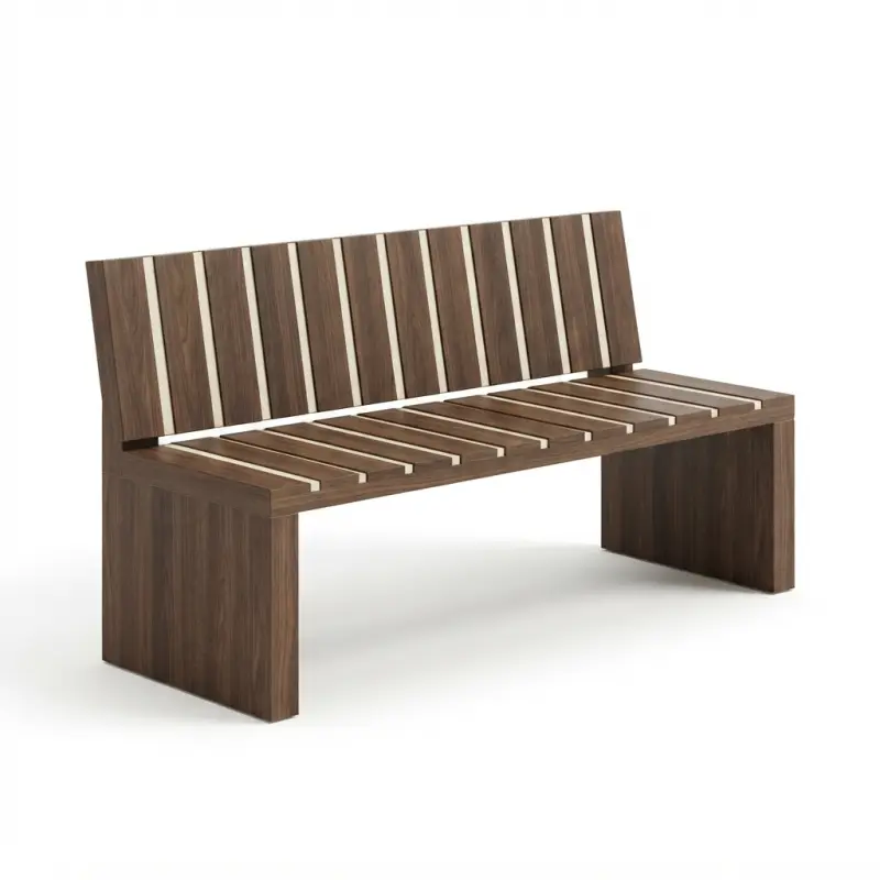 Bangku Taman Slat Kayu Sandaran Minimalis [4]