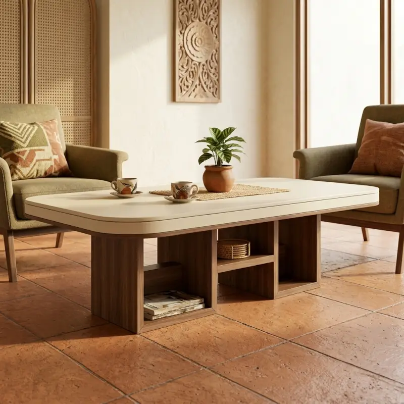 Coffee Table Kayu dengan Open Shelf Storage [2]