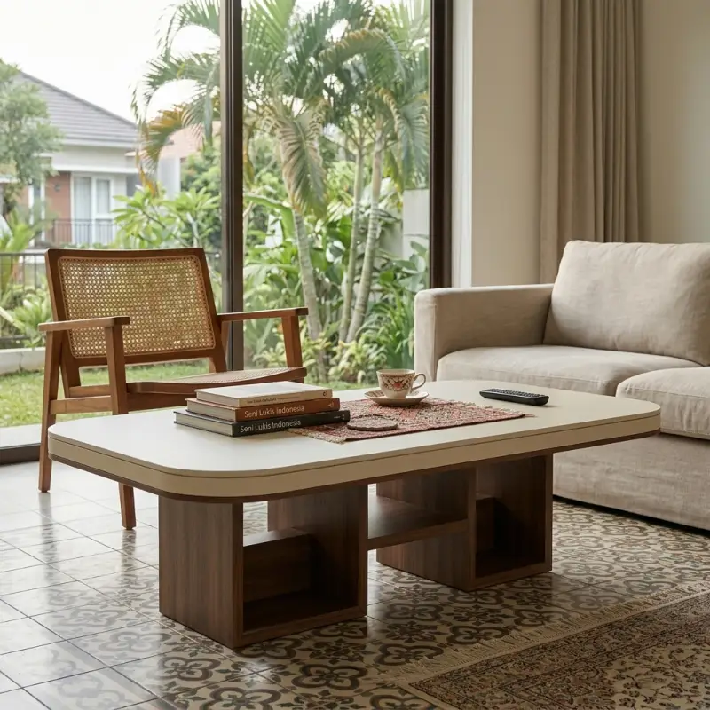 Coffee Table Kayu dengan Open Shelf Storage [4]
