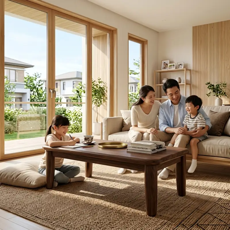 Coffee Table Kayu Solid Gaya Japandi [4]