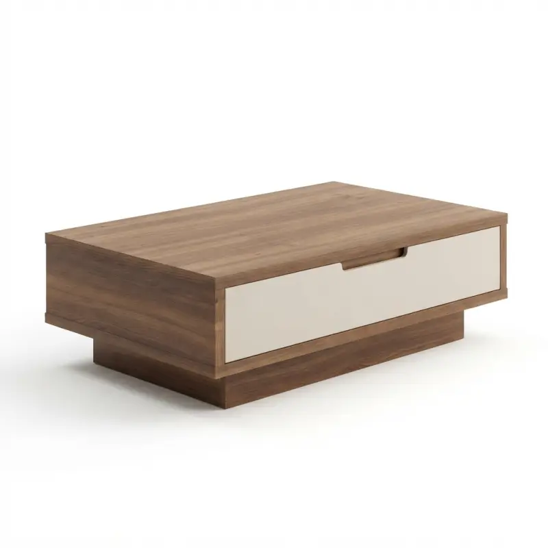Coffee Table Kayu Walnut dengan Laci Tersembunyi Finishing Dua Warna [5]