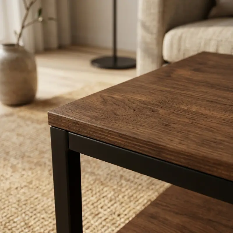 Coffee Table Rangka Besi dengan Rak Bawah [5]