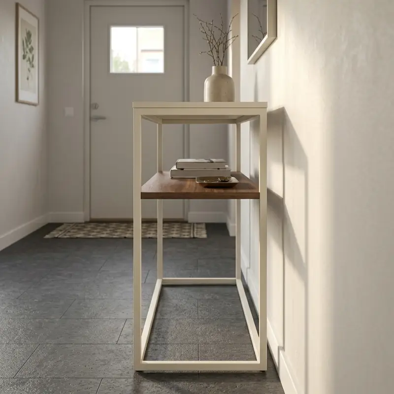 Console Table Besi Finishing Powder Coat dengan Rak Kayu [2]