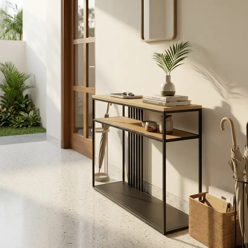 Console Table Besi Kayu 3 Shelf Industrial Minimalis [4]
