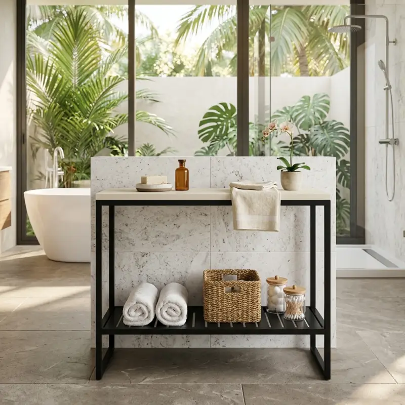 Console Table Besi Rangka Hollow Top Sintered Stone [3]