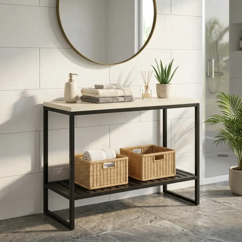 Console Table Besi Rangka Hollow Top Sintered Stone [4]