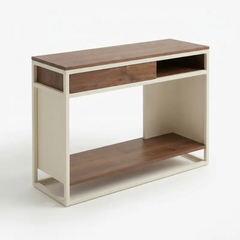 Console Table Kayu Besi Laci Geser Rak Terbuka [5]