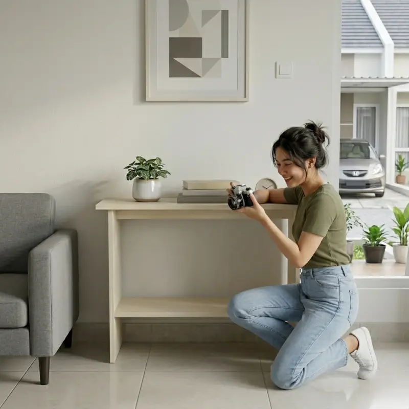 Console Table Kayu Minimalis dengan Rak Bawah [5]