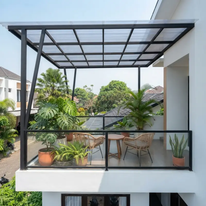 Kanopi Balkon Besi Hollow Atap Polycarbonate Transparan [3]