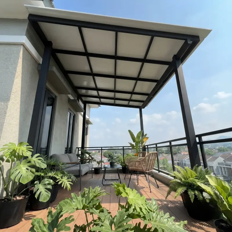Kanopi Balkon Rangka Besi Hollow Atap Polycarbonate [3]