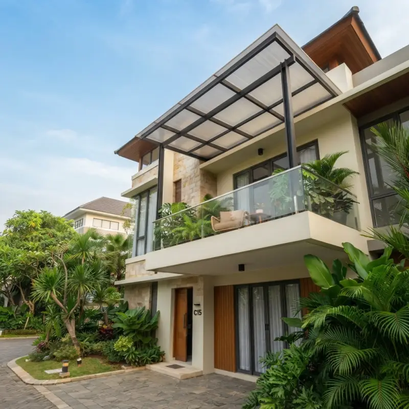 Kanopi Balkon Rangka Besi Hollow Atap Polycarbonate [4]