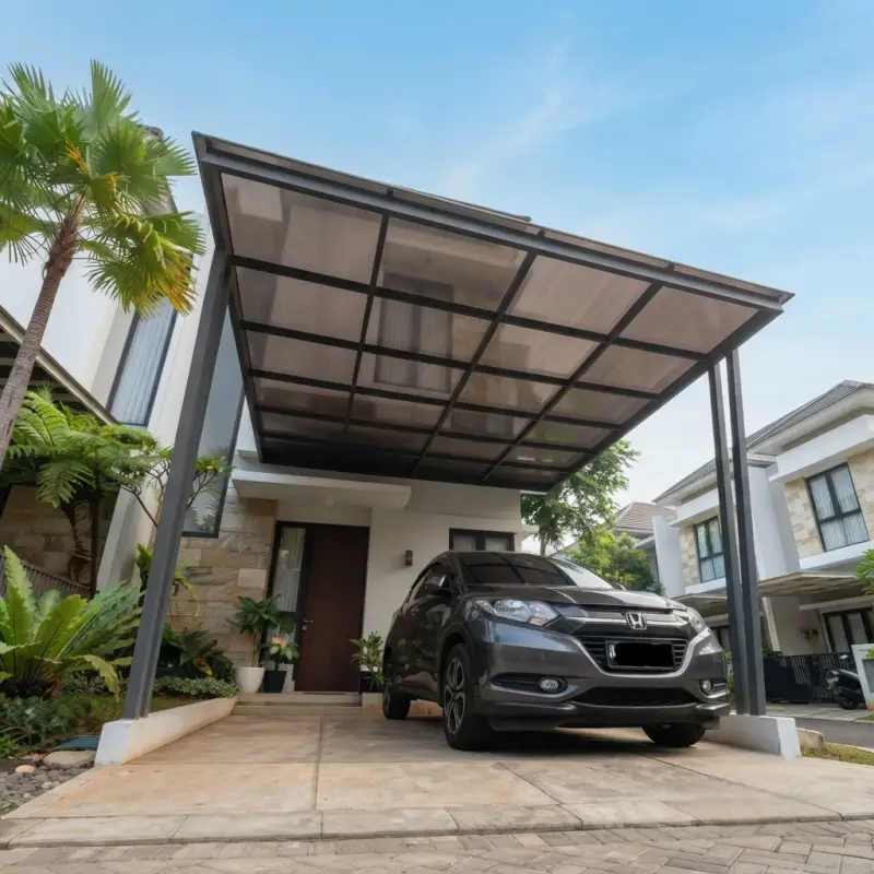 Kanopi Carport Besi Hollow Atap Polycarbonate Bronze [2]