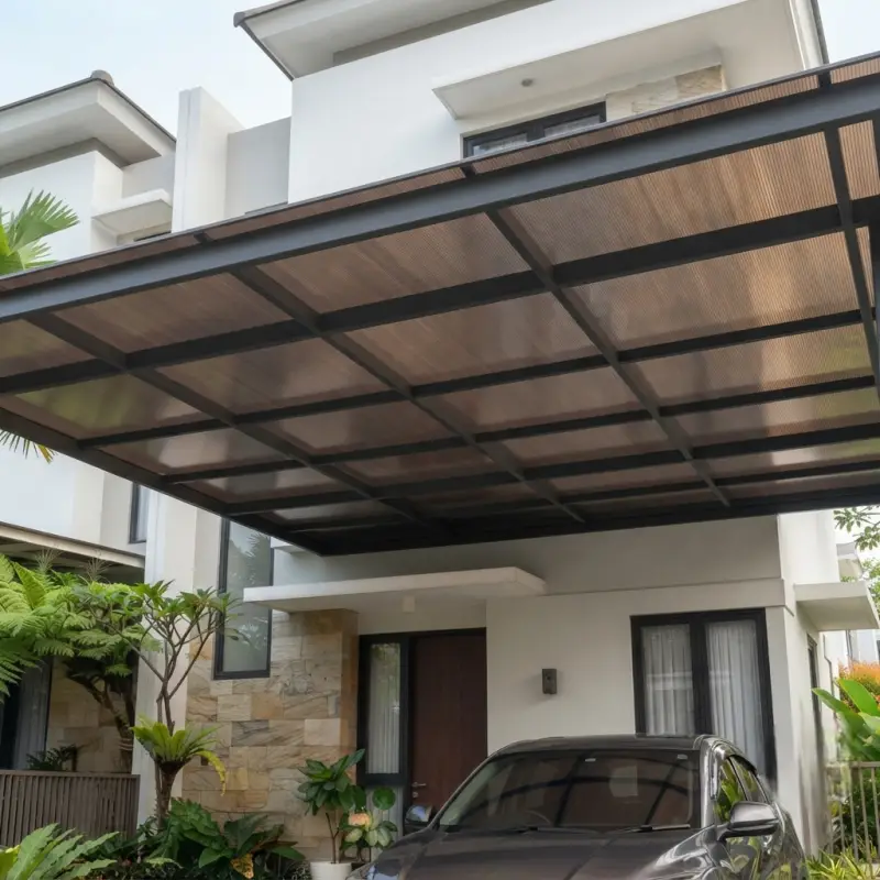 Kanopi Carport Besi Hollow Atap Polycarbonate Bronze [4]