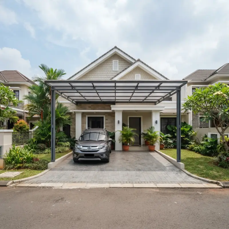Kanopi Carport Besi Hollow Atap Polycarbonate Modern [4]