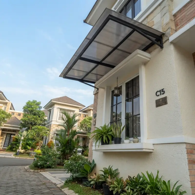 Kanopi Jendela Besi Hollow Atap Polycarbonate coat hitam [2]