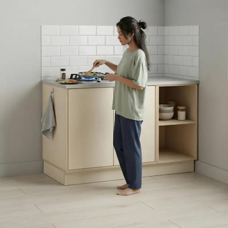 Kitchen Cabinet Bawah dengan Rak Terbuka dan Laci [5]