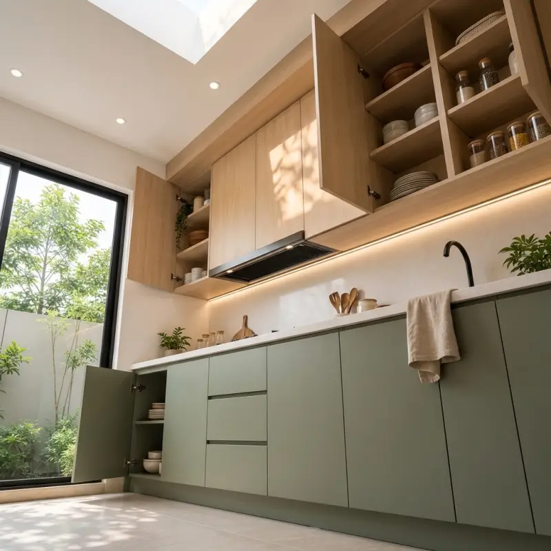 Kitchen Set Kayu Oak Sage Green Dua Lapis [3]