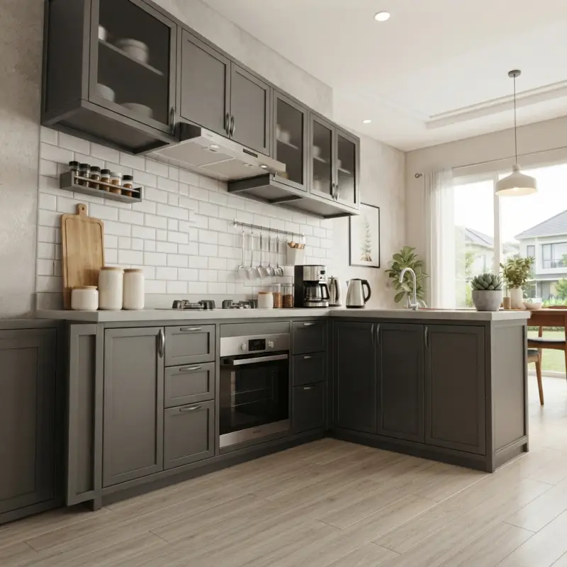 Kitchen Set L-Shape Shaker Style Finishing Doff Abu [2]