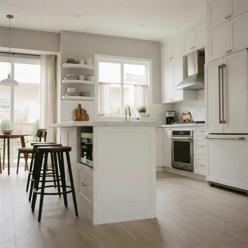 Kitchen Set Shaker Putih dengan Island dan Upper Cabinet [2]
