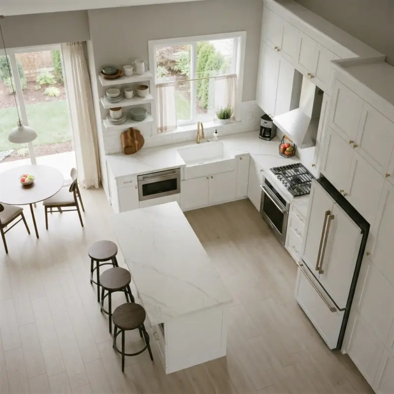 Kitchen Set Shaker Putih dengan Island dan Upper Cabinet [3]