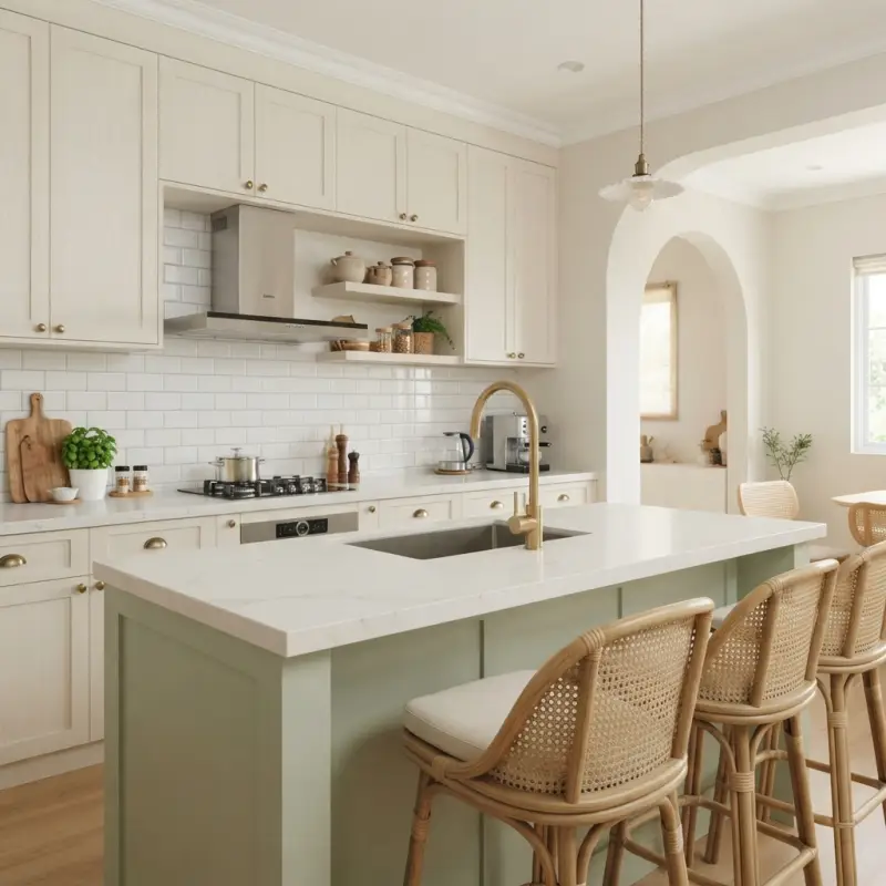 Kitchen Set Shaker Style Cream Sage Green dengan Island [2]