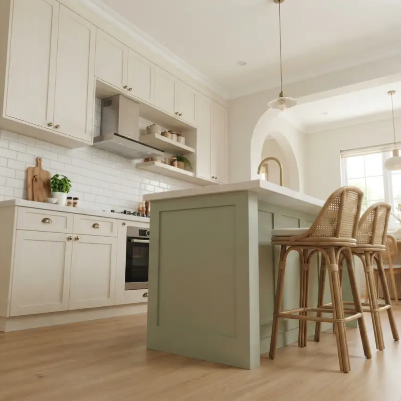 Kitchen Set Shaker Style Cream Sage Green dengan Island [4]