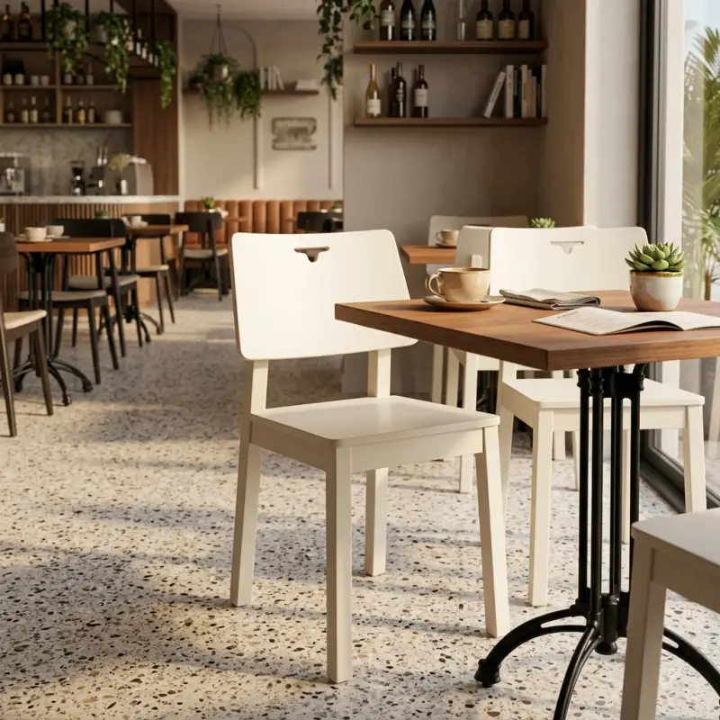 Kursi Cafe Kayu Sandaran Panel Off-White [4]