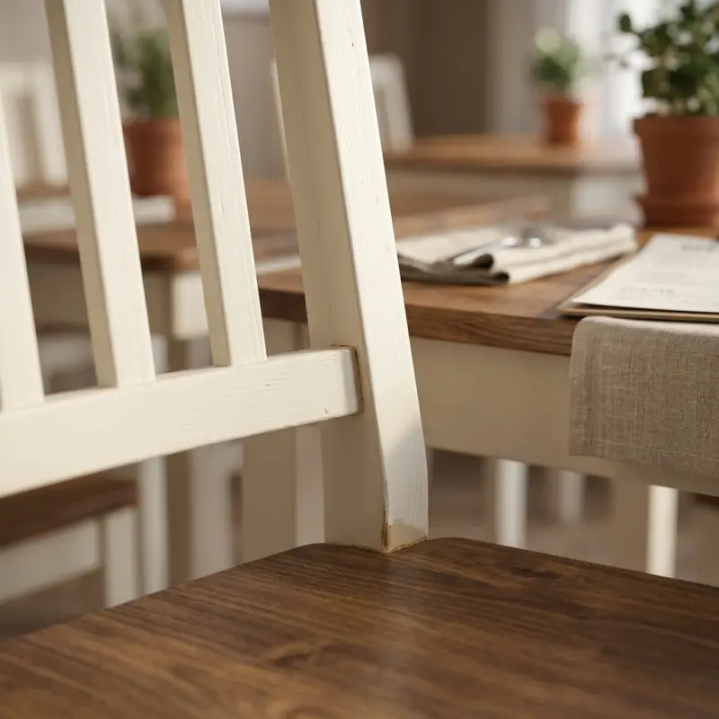 Kursi Cafe Kayu Slat Back Dua Tone Putih Natural [2]