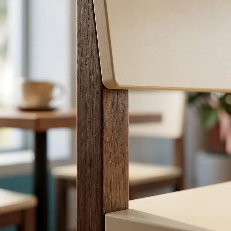 Kursi Cafe Kayu Solid Rangka Dark Walnut Dudukan Cream [2]