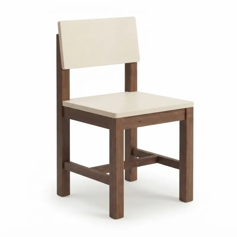 Kursi Cafe Kayu Solid Rangka Dark Walnut Dudukan Cream [5]