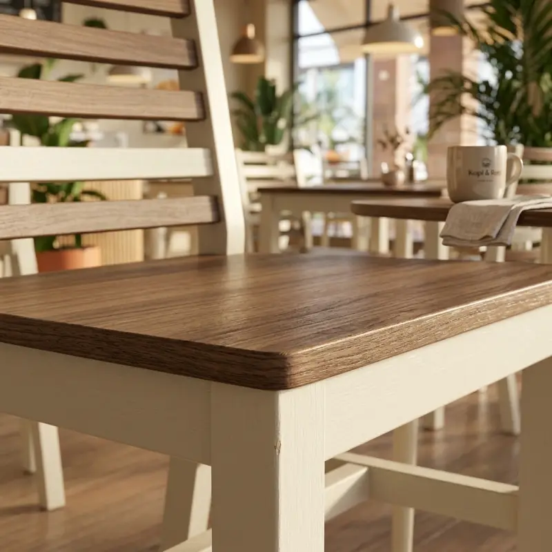 Kursi Cafe Ladder Back Two-Tone Walnut Cream [2]