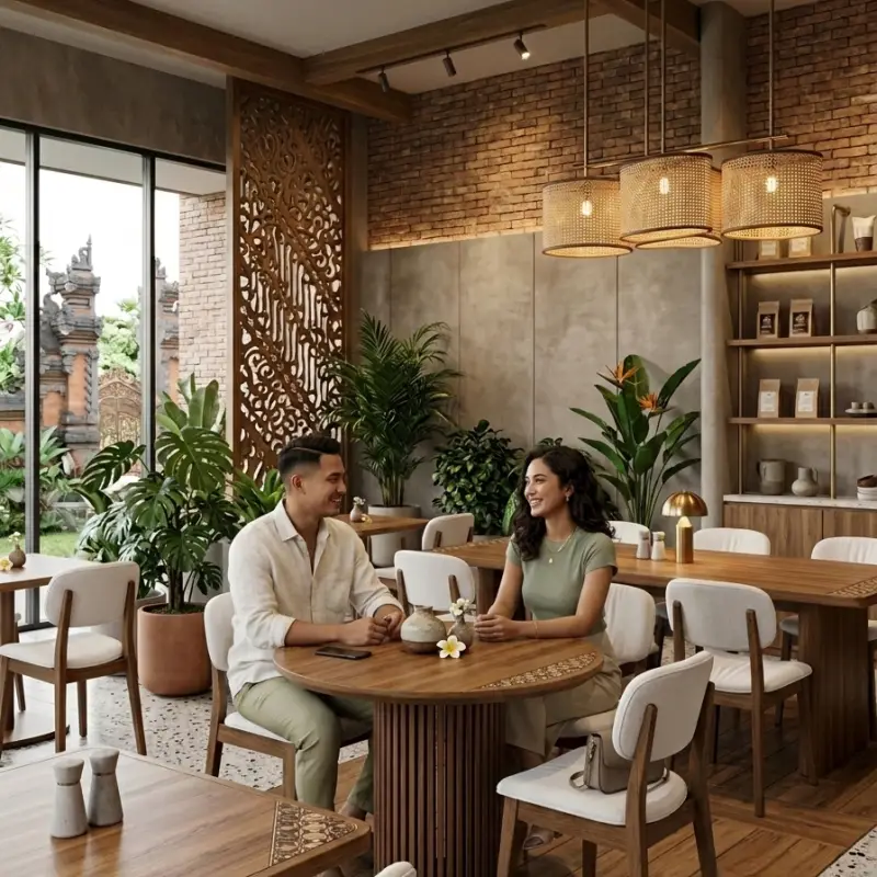 Kursi Cafe Rangka Kayu Solid Dudukan Berlapis [3]
