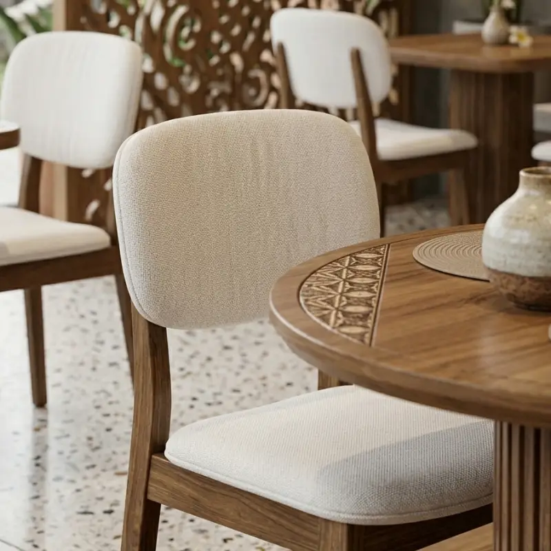 Kursi Cafe Rangka Kayu Solid Dudukan Berlapis [4]