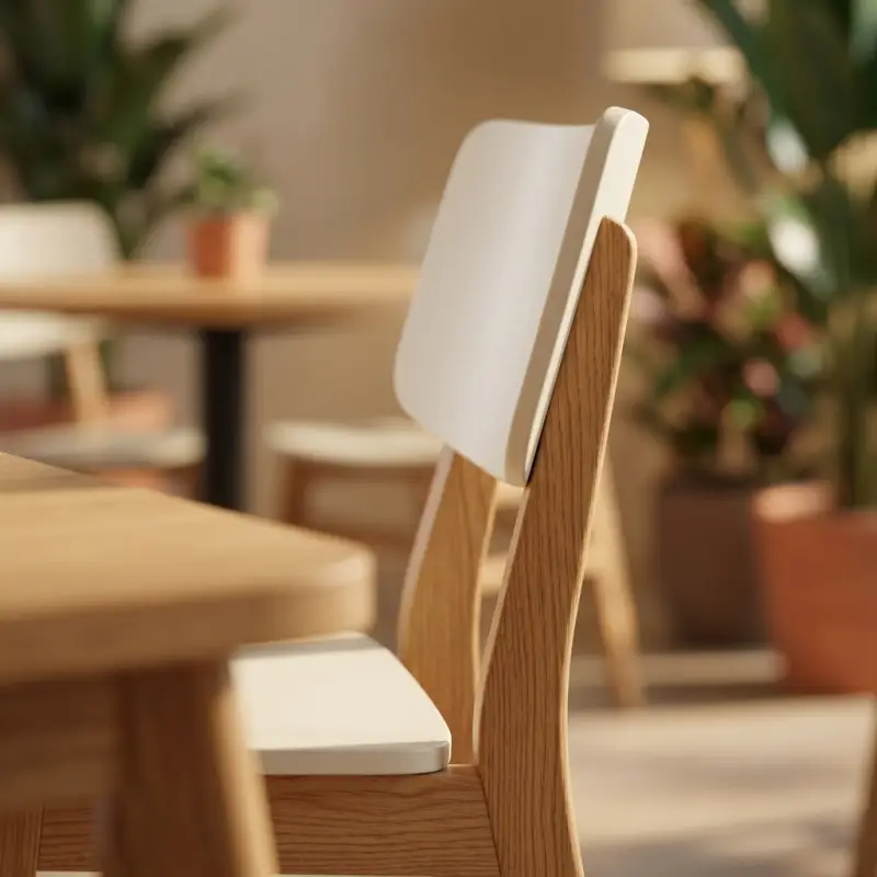 Kursi Makan Kayu Rangka Solid Sandaran Panel — Seri Cafe [5]