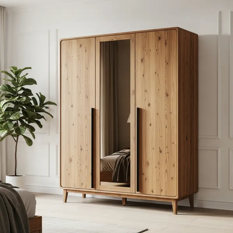 Lemari Pakaian 3 Pintu Finishing Oak dengan Cermin [2]