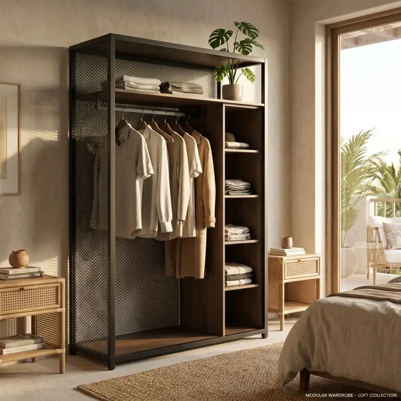 Lemari Pakaian Besi Kayu Industrial Open Wardrobe [2]