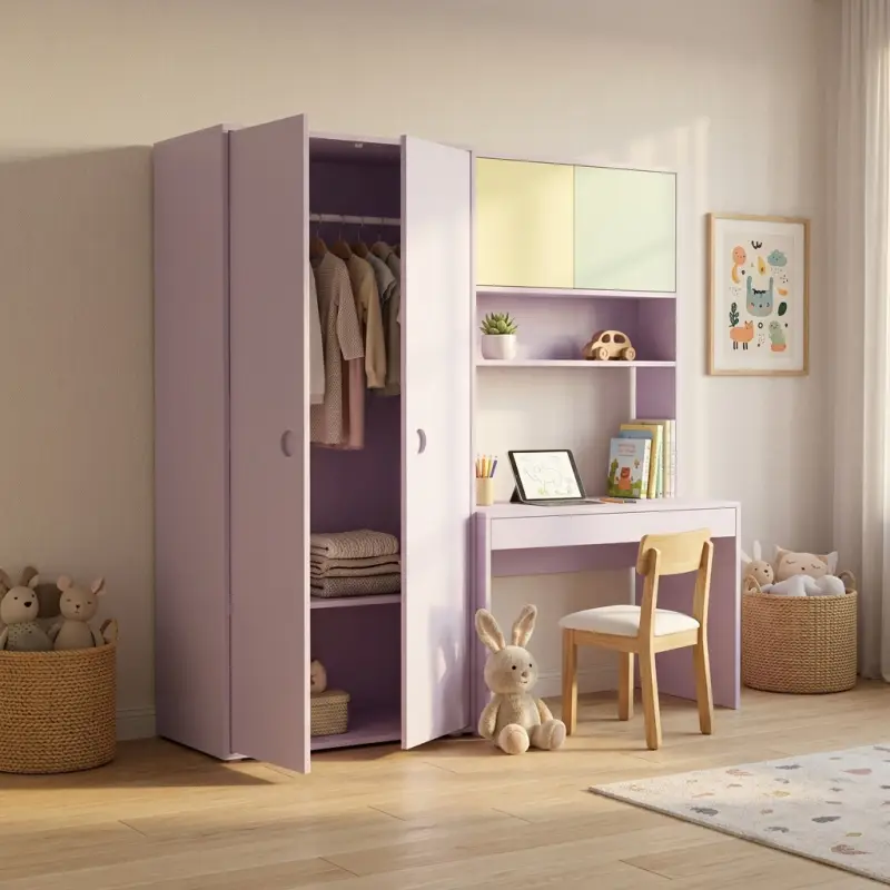 Lemari Pakaian Set Meja Belajar Anak Warna Pastel [3]