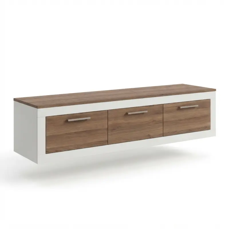 Lemari TV Gantung Minimalis Kayu Walnut 3 Pintu [5]