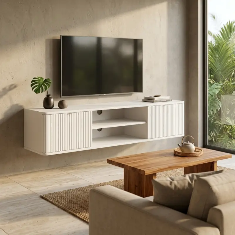 Lemari TV Gantung Pintu Fluted Minimalis [2]