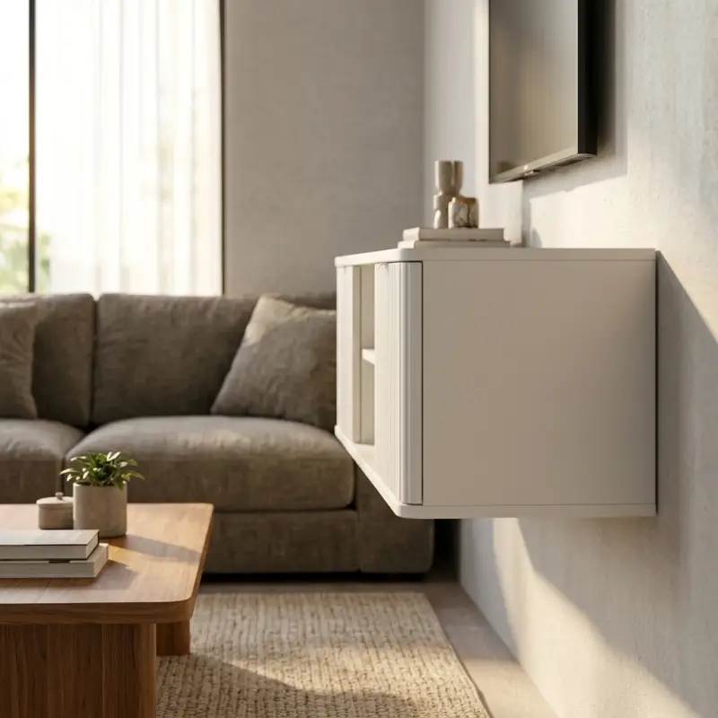 Lemari TV Gantung Pintu Fluted Minimalis [3]