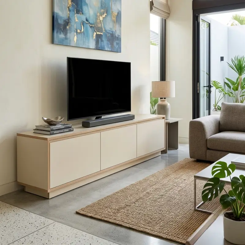Lemari TV Minimalis Plywood Pintu 3 Panel [3]