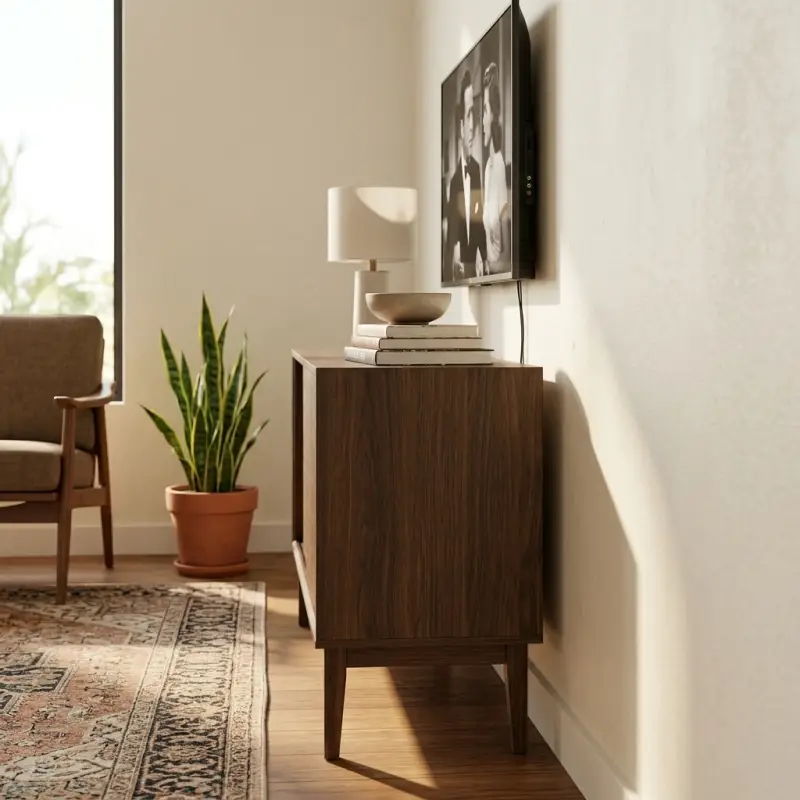 Lemari TV Sideboard Pintu Geser Gaya Mid-Century [2]