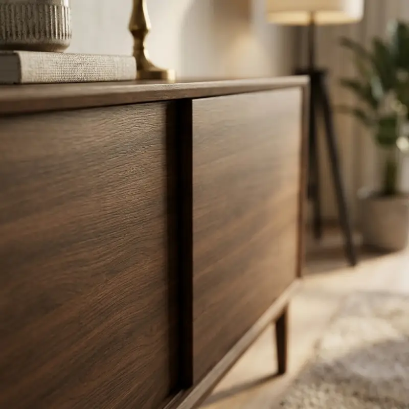 Lemari TV Sideboard Pintu Geser Gaya Mid-Century [3]