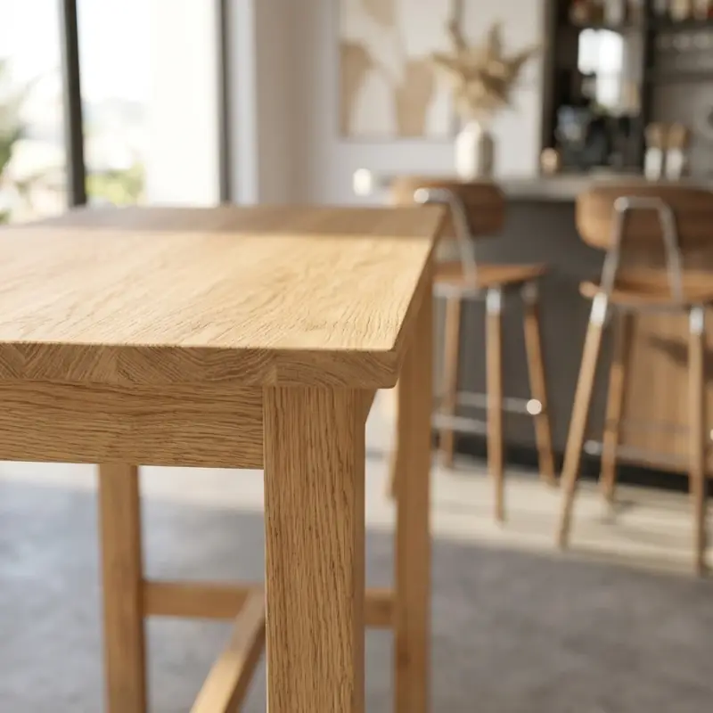 Meja Bar Kayu Solid Rangka H-Stretcher [3]