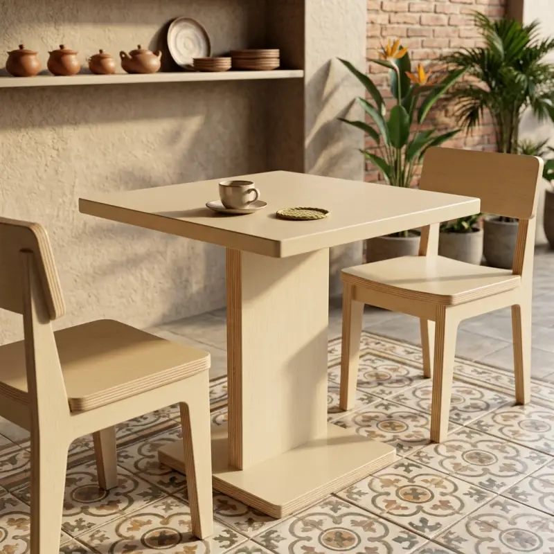 Meja Cafe Plywood Single Pedestal [2]