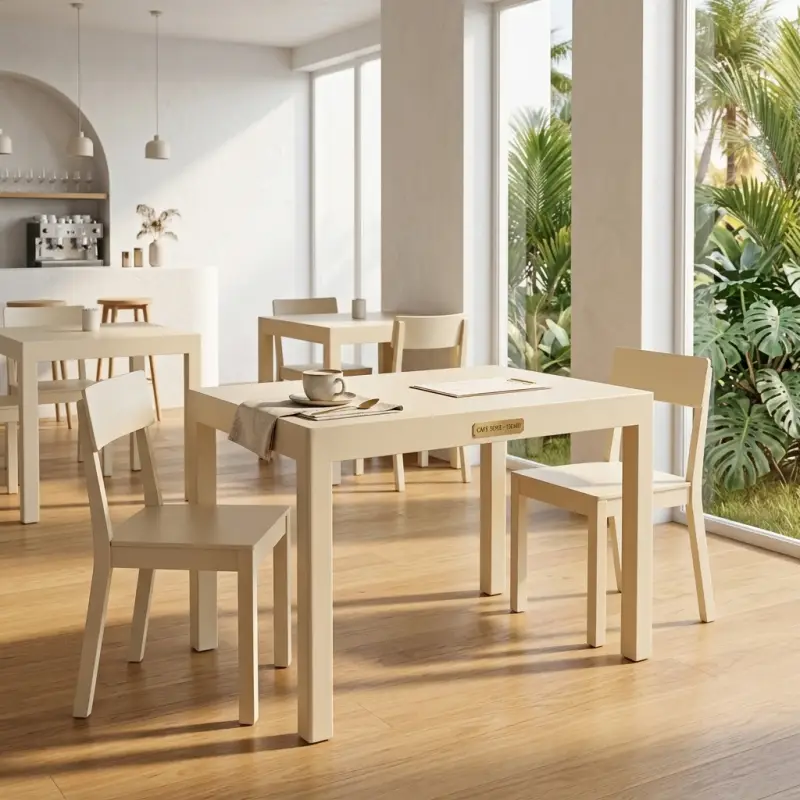 Meja Dining Minimalis Finishing Doff untuk Cafe dan Restoran [4]