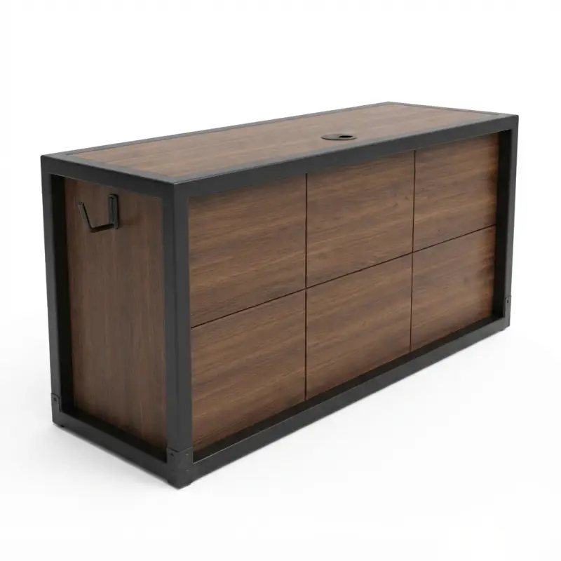 Meja Kasir Industrial Rangka Besi Panel Kayu [5]