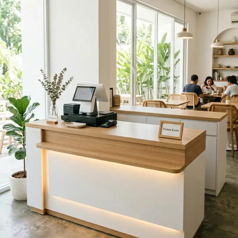 Meja Kasir Minimalis Modern dengan LED Strip [5]