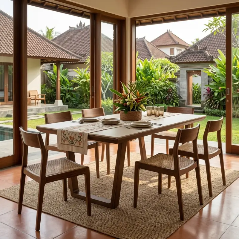 Meja Makan Kaki Trapezoid Top Sintered Stone [4]